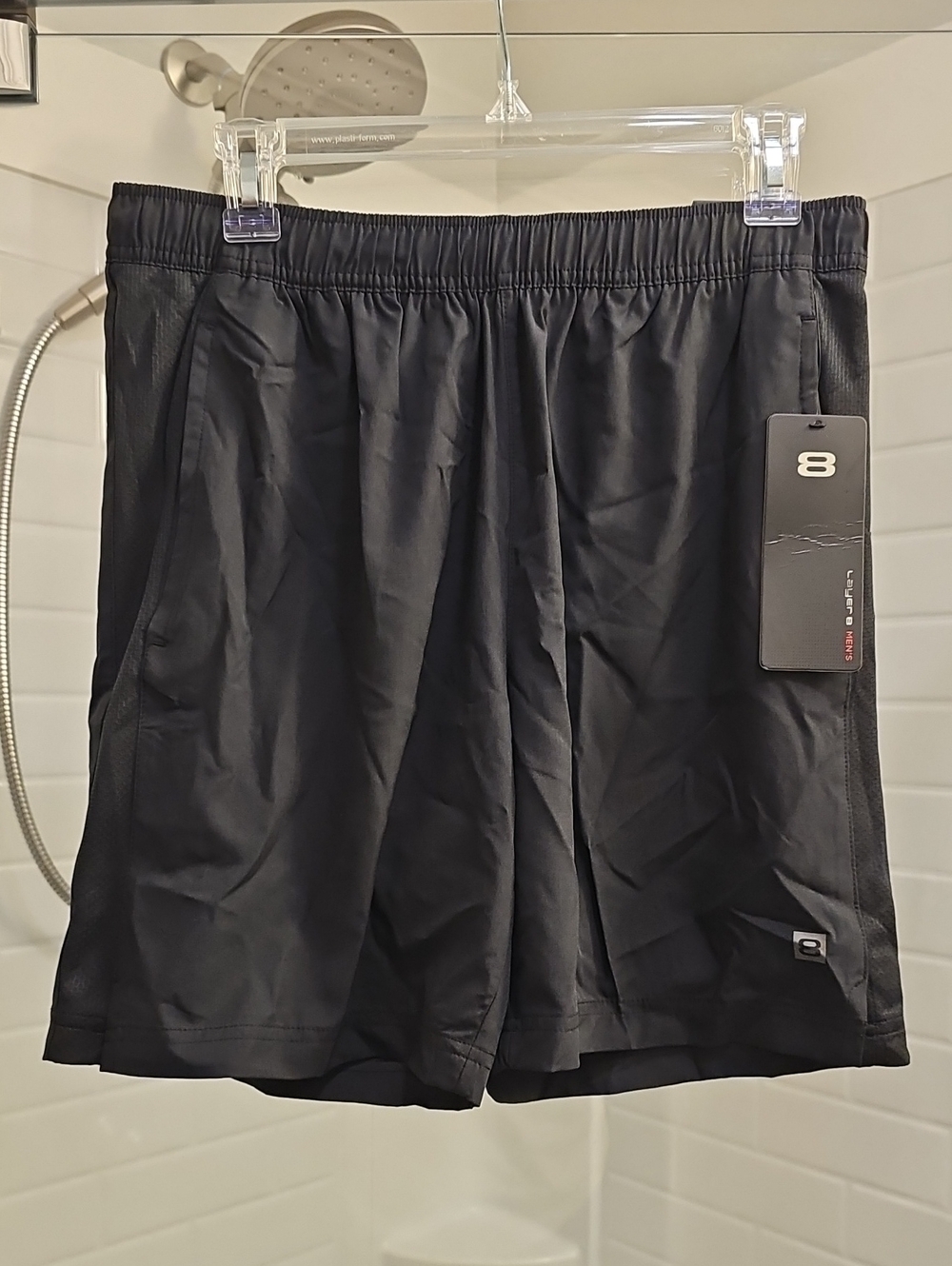 Layer 8 Black Men’s Athletic Shorts with Mesh Side Panels. NWT.